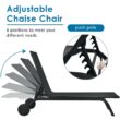 Clihome Patio Lounge Chair Aluminum Metal Frame Stationary Chaise Lounge Chair(s) with Black Premium Fabric Sling Seat