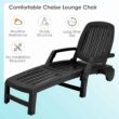 Clihome Patio Lounge Chair Black Pp Plastic Frame Stationary Chaise Lounge Chair(s) with Solid Seat