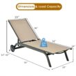 Clihome Patio Lounge Chair Aluminum Metal Frame Stationary Chaise Lounge Chair(s) with Brown Premium Fabric Sling Seat