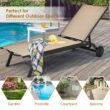 Clihome Patio Lounge Chair Aluminum Metal Frame Stationary Chaise Lounge Chair(s) with Brown Premium Fabric Sling Seat
