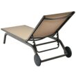 Clihome Patio Lounge Chair Aluminum Metal Frame Stationary Chaise Lounge Chair(s) with Brown Premium Fabric Sling Seat