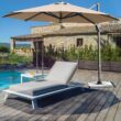 Clihome 11 Ft Patio Cantilever Umbrella Outdoor Offset Umbrella with 360 degree Rotation and Tilt System Without Weight Base