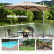 Clihome 11 Ft Patio Cantilever Umbrella Outdoor Offset Umbrella with 360 degree Rotation and Tilt System Without Weight Base