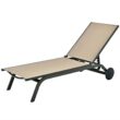 Clihome Patio Lounge Chair Aluminum Metal Frame Stationary Chaise Lounge Chair(s) with Brown Premium Fabric Sling Seat