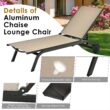 Clihome Patio Lounge Chair Aluminum Metal Frame Stationary Chaise Lounge Chair(s) with Brown Premium Fabric Sling Seat