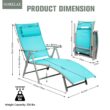 Clihome High-Quality Chaise Chair White Metal Frame Stationary Chaise Lounge Chair(s) with Blue Polyester Cushioned Seat