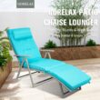 Clihome High-Quality Chaise Chair White Metal Frame Stationary Chaise Lounge Chair(s) with Blue Polyester Cushioned Seat