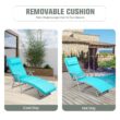 Clihome High-Quality Chaise Chair White Metal Frame Stationary Chaise Lounge Chair(s) with Blue Polyester Cushioned Seat