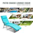 Clihome High-Quality Chaise Chair White Metal Frame Stationary Chaise Lounge Chair(s) with Blue Polyester Cushioned Seat