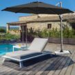 Clihome 11 Ft Patio Cantilever Umbrella Outdoor Offset Umbrella with 360 degree Rotation and Tilt System Without Weight Base