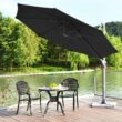 Clihome 11 Ft Patio Cantilever Umbrella Outdoor Offset Umbrella with 360 degree Rotation and Tilt System Without Weight Base