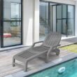 Clihome Patio Lounge Chair Gray Pp Plastic Frame Stationary Chaise Lounge Chair(s) with Solid Seat
