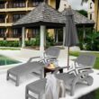 Clihome Patio Lounge Chair Gray Pp Plastic Frame Stationary Chaise Lounge Chair(s) with Solid Seat