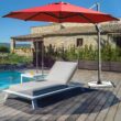 Clihome 11 Ft Patio Cantilever Umbrella Outdoor Offset Umbrella with 360 degree Rotation and Tilt System Without Weight Base