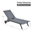 Clihome Patio Lounge Chair Aluminum Metal Frame Stationary Chaise Lounge Chair(s) with Gray Premium Fabric Sling Seat