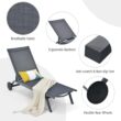 Clihome Patio Lounge Chair Aluminum Metal Frame Stationary Chaise Lounge Chair(s) with Gray Premium Fabric Sling Seat