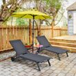 Clihome Patio Lounge Chair Aluminum Metal Frame Stationary Chaise Lounge Chair(s) with Gray Premium Fabric Sling Seat