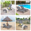 Clihome Patio Lounge Chair Aluminum Metal Frame Stationary Chaise Lounge Chair(s) with Gray Premium Fabric Sling Seat