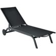 Clihome Patio Lounge Chair Aluminum Metal Frame Stationary Chaise Lounge Chair(s) with Black Premium Fabric Sling Seat