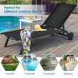 Clihome Patio Lounge Chair Aluminum Metal Frame Stationary Chaise Lounge Chair(s) with Black Premium Fabric Sling Seat