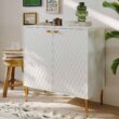 Clihome 2-Door White Storage Cabinets 31.5-in W x 32-in H Wood Composite White Freestanding Utility Storage Cabinet