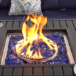 MF Studio 28'' 50000 BTU Propane Gas Fire Pit Table with Lid and Blue Fire Glass Black