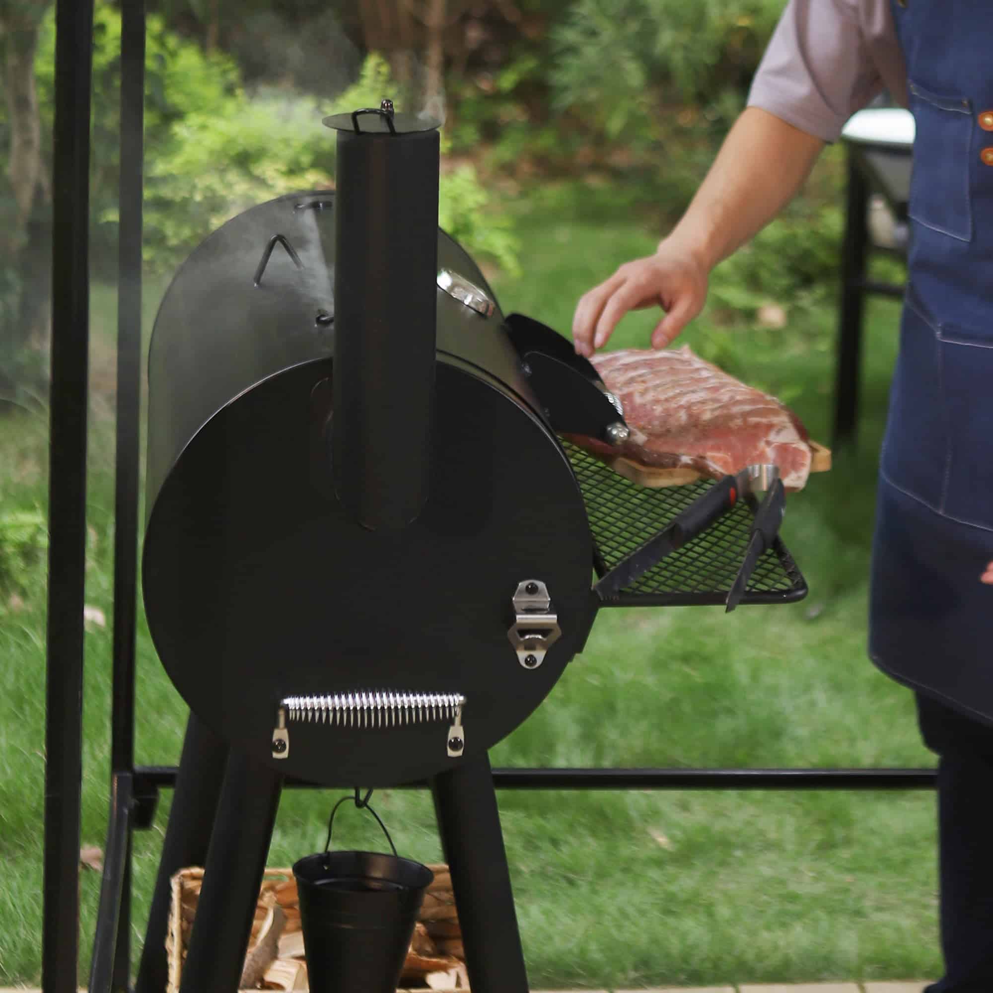 Sophia & William Portable BBQ Charcoal Grill with Offset Smoker, Black Sophia & William Portable BBQ Charcoal Grill with Offset Smoker, Black - Image 4