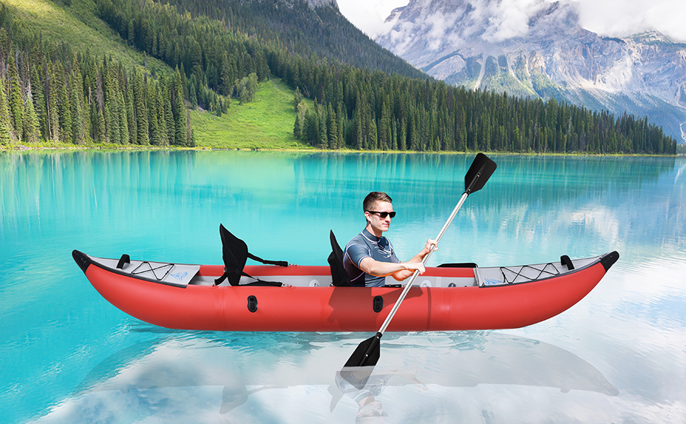 Gardenry Inflatable Kayak Set with Paddle & Air Pump, Portable Recreational Touring Kayak Foldable Fishing Touring Kayaks, Deluxe Extended Version Tandem 2 Person Kayak Gardenry Inflatable Kayak Set with Paddle & Air Pump, Portable Recreational Touring Kayak Foldable Fishing Touring Kayaks, Deluxe Extended Version Tandem 2 Person Kayak - Image 3