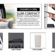 Slim Compact P20 Thermoelectric Iceless 12V Cooler Warmer, 17L / 18 qt Portable Travel Fridge, Grey and White, Made in North America
