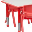BizChair 23.625''W x 47.25''L Rectangular Red Plastic Height Adjustable Activity Table Set with 6 Chairs
