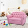 Costway Kids Sofa Princess Armrest Chair Lounge Couch Children Toddler Gift Wood Frame + Sponge + PVC Pink