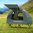 Patiojoy 1-Person Folding Camping Tent Cot Portable Pop-Up Tent w/Sleeping Bag & Air Mattress for Outdoor