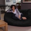 Sofa Sack Bean Bag Chair, Memory Foam Lounger with Microsuede Cover, Kids, Adults, 6 ft, Black