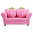 Costway Kids Sofa Strawberry Armrest Chair Lounge Couch w/2 Pillow Children Toddler Pink
