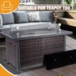 Polar Aurora 44inch Outdoor Propane Fire Pit Table, 50,000 BTU Auto-Ignition Wicker Rattan Patio Gas Fire Pit for Outside Garden/Patio