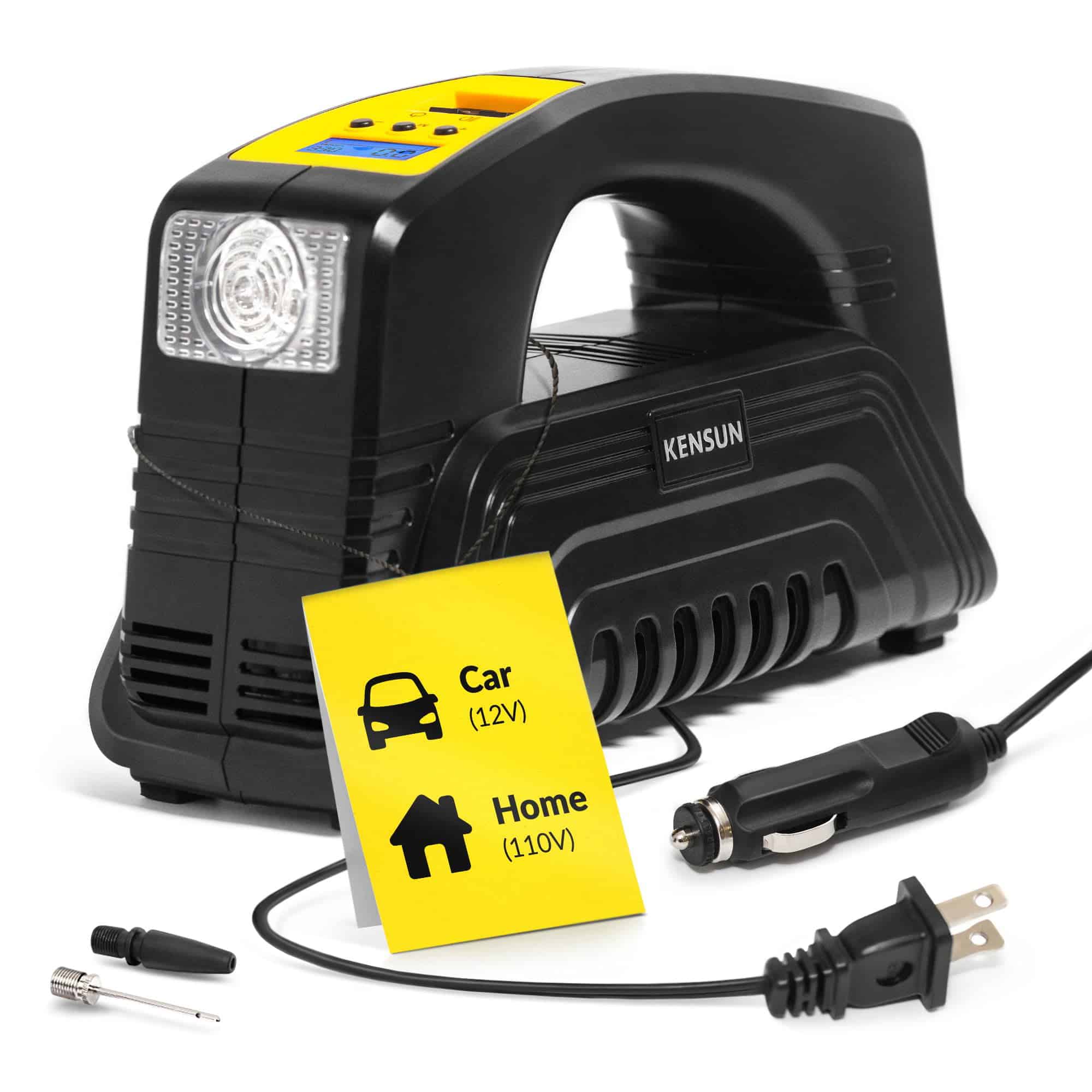 Kensun Air Compressor for Tires - Portable Tire Inflator Air Pump for Car - Electric Tire Compressor for Home and Car Kensun Air Compressor for Tires - Portable Tire Inflator Air Pump for Car - Electric Tire Compressor for Home and Car