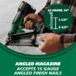 Metabo HPT 18V MultiVolt Angled Cordless Finish Nailer Kit, 15 Gauge, 1-1/4" up to 2-1/2" Angled Finish Nails, NT1865DMAST