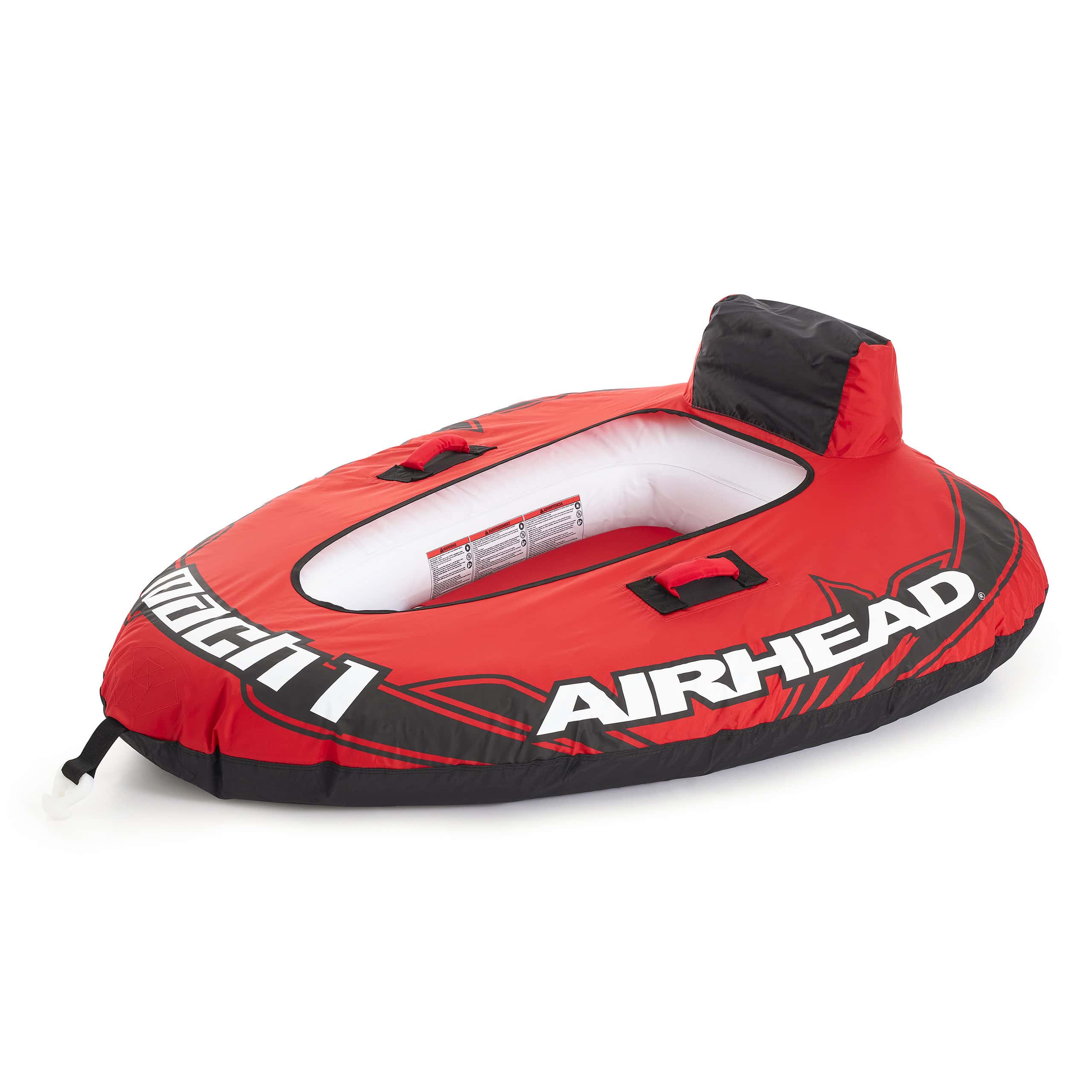 Airhead Mach 1 Inflatable Single Rider Towable Lake Ocean Water Tube Float, Red Airhead Mach 1 Inflatable Single Rider Towable Lake Ocean Water Tube Float, Red
