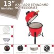 Ktaxon 13in Round Ceramic Charcoal Grill Portable BBQ Grill Smoker for Yard Red