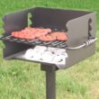 Pilot Rock CBP 135 Park Style Outdoor BBQ Charcoal Grill & Post Black