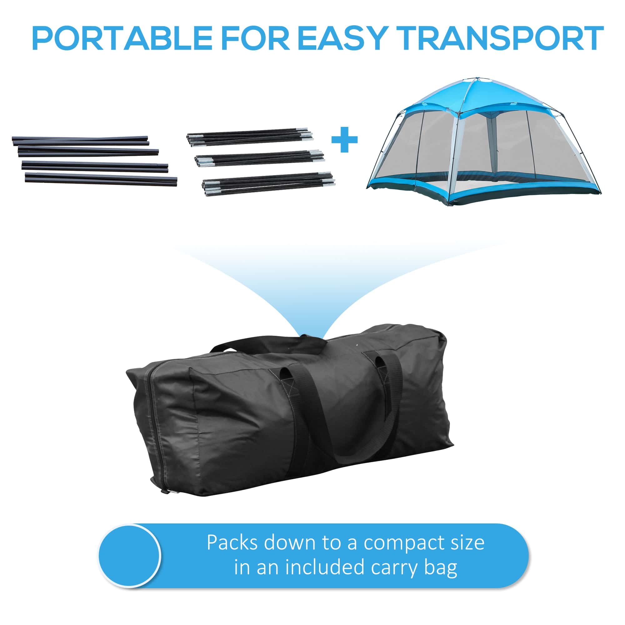 Outsunny 12' x 12' Screen House Room, 8 Person Camping Tent w/ Carry Bag and 4 Mesh Walls for Hiking, Backpacking, and Traveling, Easy Set Up Outsunny 12' x 12' Screen House Room, 8 Person Camping Tent w/ Carry Bag and 4 Mesh Walls for Hiking, Backpacking, and Traveling, Easy Set Up - Image 3