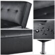 Easyfashion Convertible Black Faux Leather Futon Sofa Bed, Black
