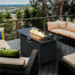 Easyfashion 43" Outdoor Gas Fire Pit 50,000 BTU with Tempered Glass Tabletop, Black