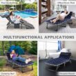 ABORON Camping Cots for Adults, Folding Guest Bed Cot, 4- position Adjustment Folding Chaise Lounge Chair, Folding Bed with 2-Sides Mat & Pillow
