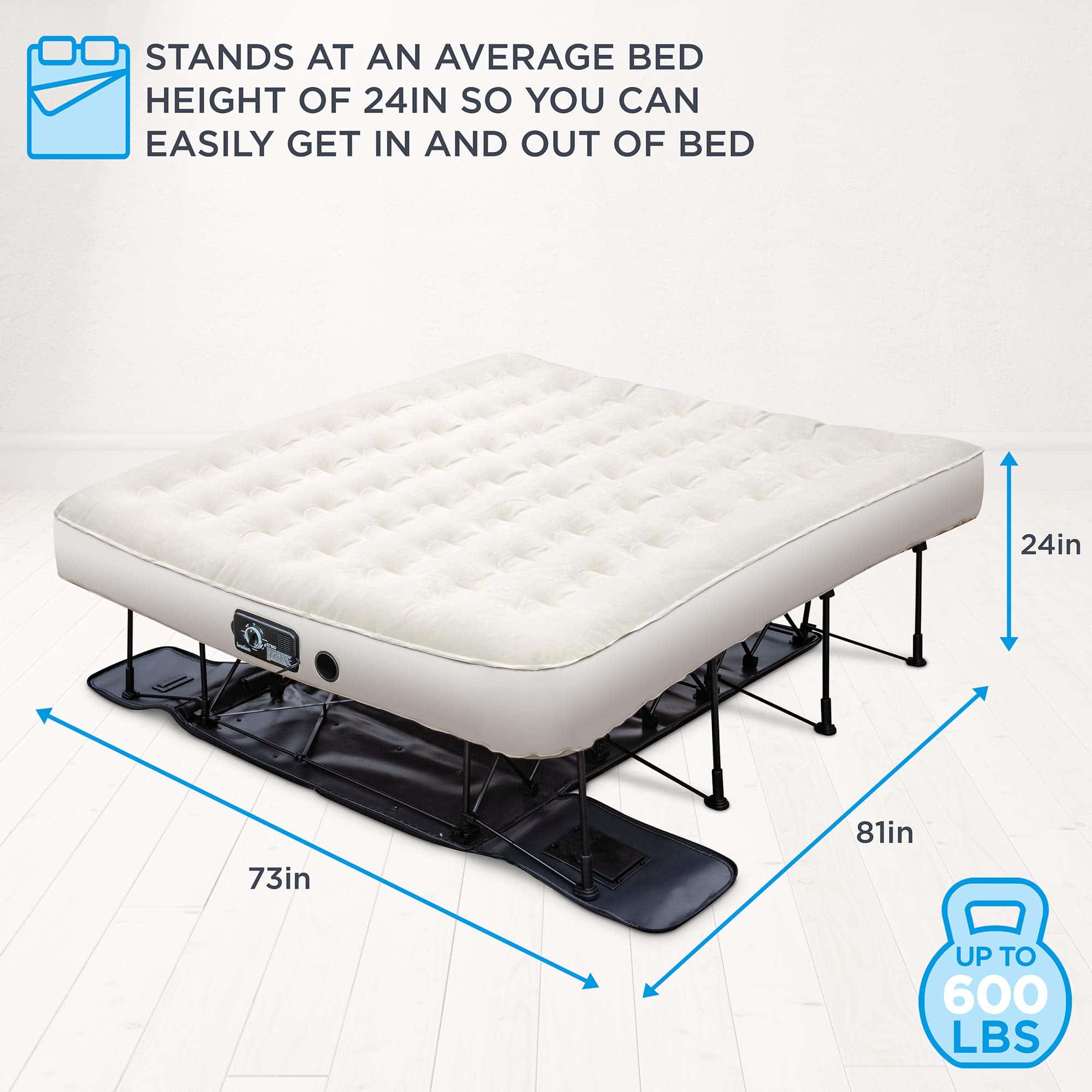 Ivation EZ-Bed 22.5" Self Inflating Air Mattress with Built-in Pump, King Ivation EZ-Bed 22.5" Self Inflating Air Mattress with Built-in Pump, King - Image 5