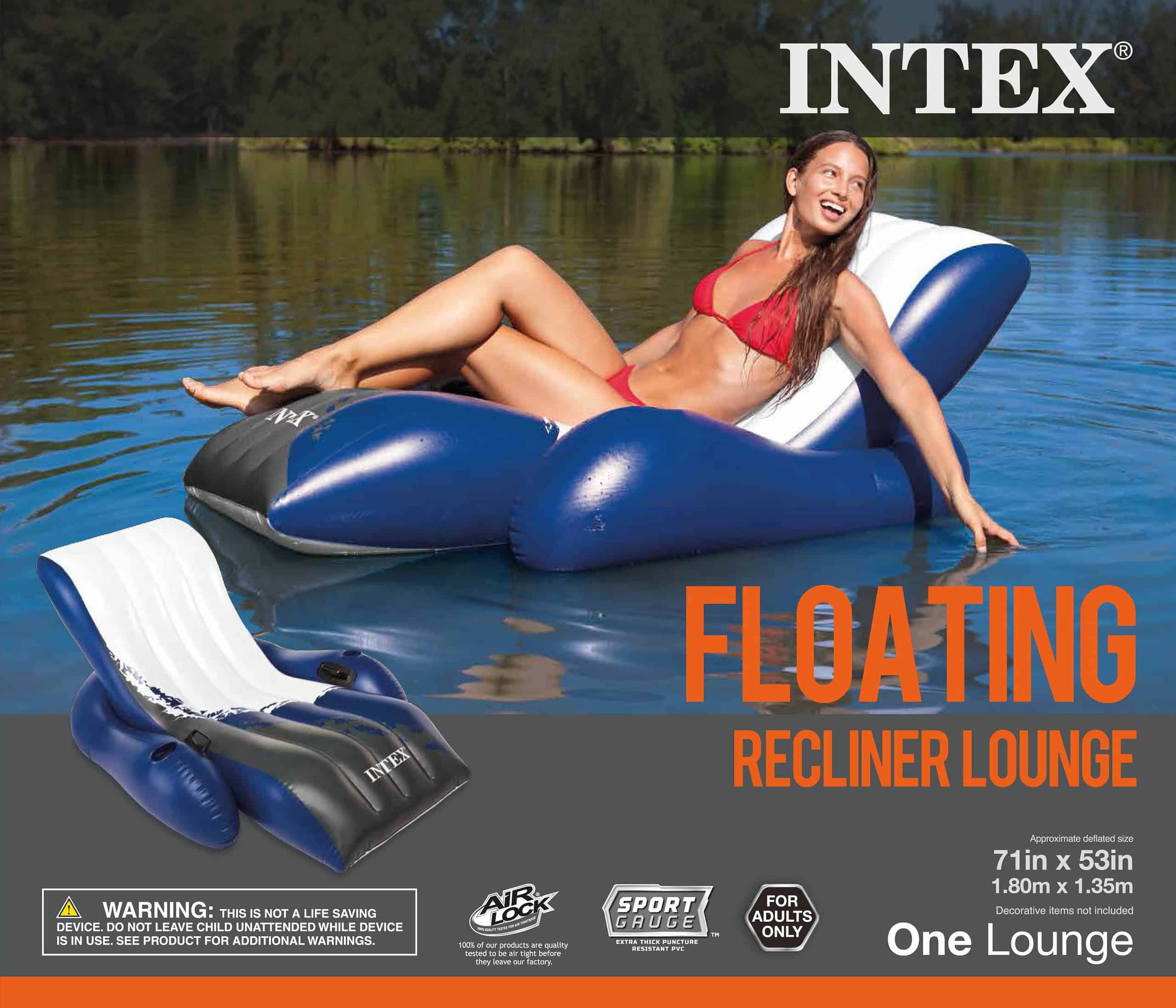 Intex Inflatable Floating Comfortable Recliner Lounges with Cup Holders (3 Pack) Intex Inflatable Floating Comfortable Recliner Lounges with Cup Holders (3 Pack) - Image 6
