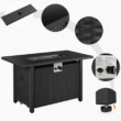 Easyfashion 43" Outdoor Gas Fire Pit 50,000 BTU with Tempered Glass Tabletop, Black