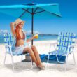 Costway 6pcs Folding Beach Chair Camping Lawn Webbing Chair Lightweight 1 Position Blue