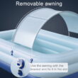 Automatic Inflatable Pool, Large Size Family Swimming Pool with Awning ,3 Sizes,One-button inflation Swim Pool for Outdoor Backyard Garden Water Party