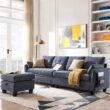 Honbay Sectional Sofa, Bluish Gray Fabric